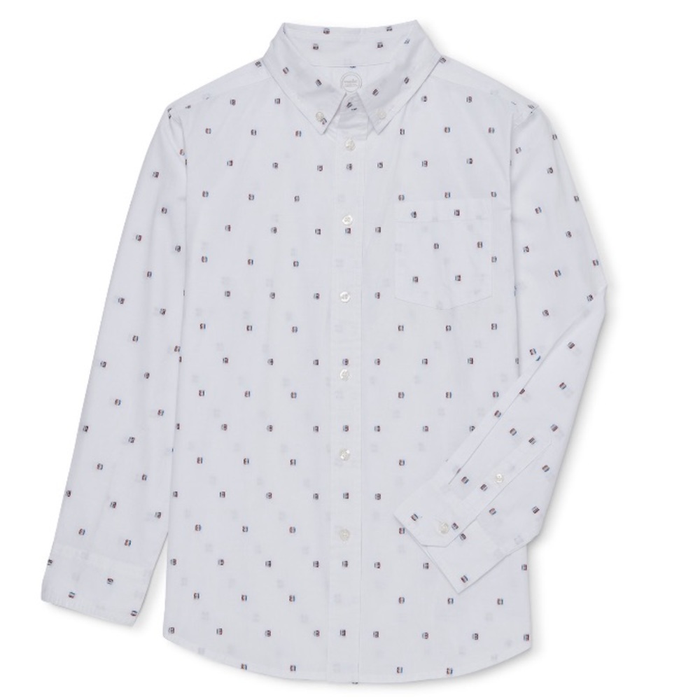 Boys Long Sleeve Button Down Patterned Shirt